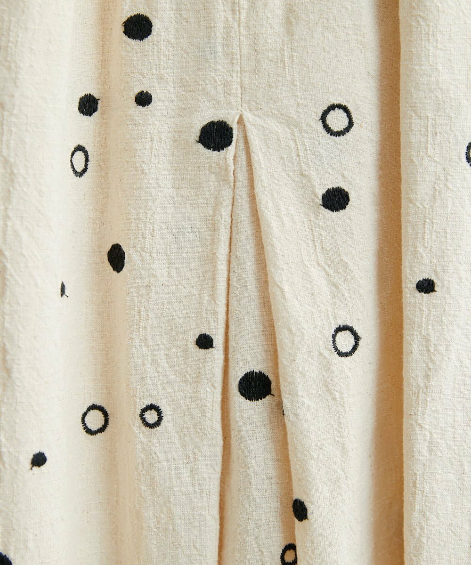 [セットアップ対応]スラブコットンドット刺繍タックギャザースカート